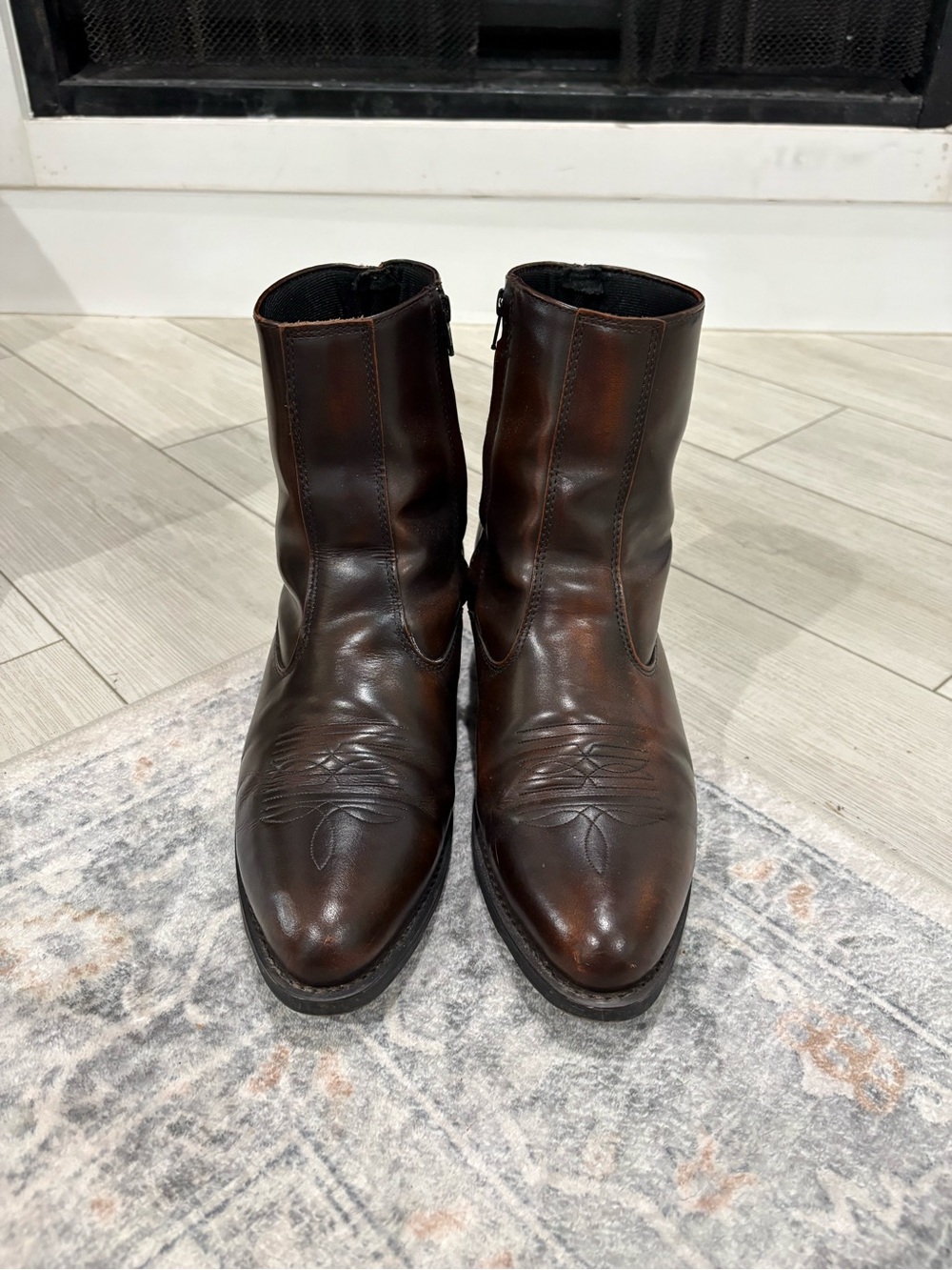Laredo Dark Brown Leather Western Ankle Boots